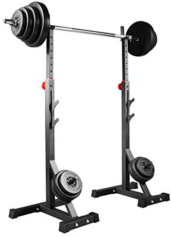 Hantelständer Hantelablage Langhantelständer Paar, geprüfte und zertifizierte Sicherheit nach EN 957, mit 25kg Langhantel Gewichten