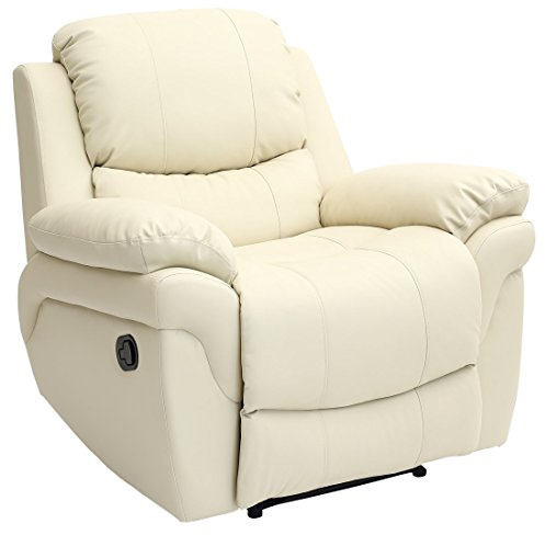 More4Homes MADISON BONDED LEATHER RECLINER ARMCHAIR SOFA HOME LOUNGE CHAIR RECLINING GAMING (Cream)