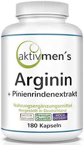 Arginin + Pinienrindenextrakt hochdosiert laborgeprüft, 180 Kapseln, 1x135g
