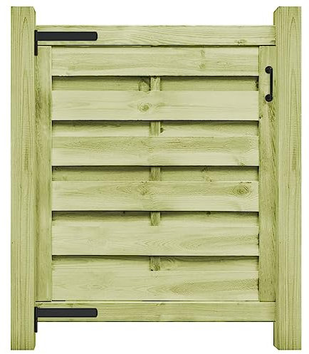 vidaXL Puerta de Jardín, Puerta de Valla, Cerca Cercado de Listones, Puerta de Entrada para Patio, Madera de Pino Impregnada Verde 100x100 cm
