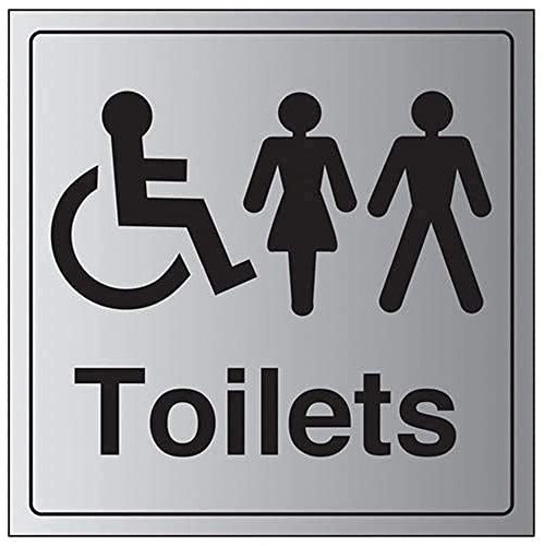 V Safety General Door-Disabled/Gents/Ladies Toilet Sign - 150mm x 150mm - 1.6mm Alu Rigid Plastic