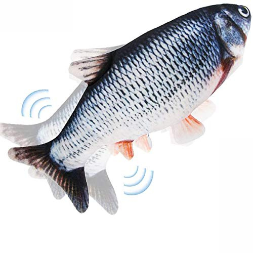Tocirelo Kattleksaker floppande fisk med kattmynta, rörlig kattleksak interaktiv för inomhuskatter, kattunge, sparkare, floppy, hundleksak, 28,9 cm elektrisk realistisk plysch wiggle fisk för