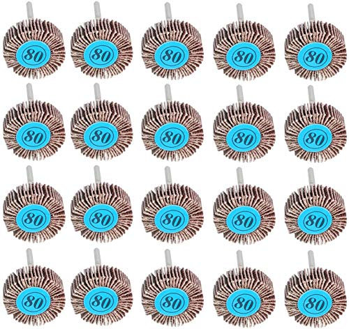 LATERN 20 Stücke Fächerschleifer, 80 Körnung Polierscheibe für Schleifpapier 10mm Dremel Klappenrad für rotierendes Werkzeug