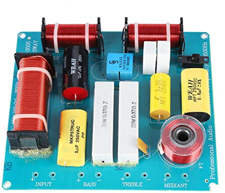 Socobeta Speaker Crossover Passive Crossover Frequency Divider 3 Way Speaker Crossover Filter Audio 300W for DIY KTV Stage Speaker
