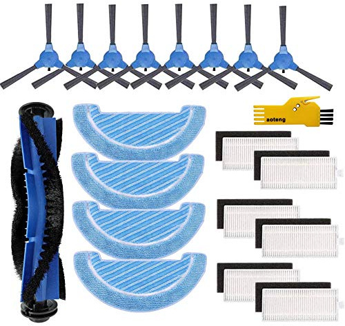 Recambio Accesorios para Cecotec Conga 1090 1990 1790 1099 1760 1970 Robot Aspirador Repuestos Paquete de 1 Cepillo Principal&6 filtros Hepa& 8 cepillos Laterales&4 Trapos de fregona