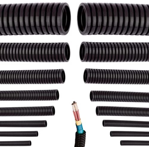 Universeller Flexibles Wellrohr Härtedruck 750N | Länge: 5 10 25 oder 50 m Kabelschutz Schutz Rohr ungeschlitzt UV-Beständig Auswahl: (Ø 19 mm innen/Ø 25 mm außen / 10m Meter)