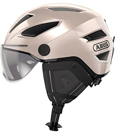 ABUS Stadthelm Pedelec 2.0 ACE - Fahrradhelm mit Rücklicht, Visier, Regenhaube, Ohrenschutz - für Damen und Herren - Gold, Größe M