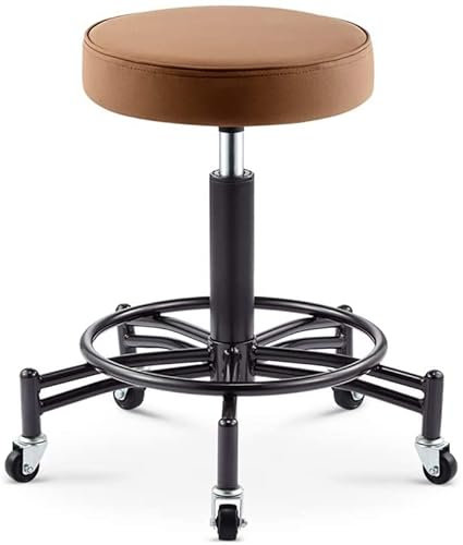 TAOZUYING Hocker auf Rädern Kleiner Arbeitsstuhl Arbeitshocker Stahlrohrsockel Stille Rotation Massage Tattoo 47-56 cm 4 Farben (Color : Brown) Marriage