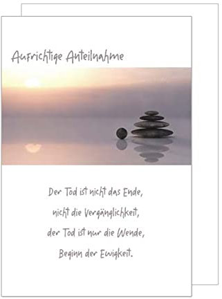 Edition Seidel Premium Trauerkarte mit Umschlag. Beileidskarte Trauer Karte mit Spruch aufrichtige Anteilnahme Steine Sonnenuntergang Abschied Teilnahme Mitgefühl (T996 SW023)
