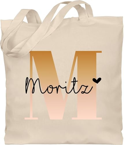 Geschenk mit Namen personalisiert by Shirtracer - Baumwolltasche - Initialen - Name und Buchstabe I Geschenk Anfangsbuchstabe