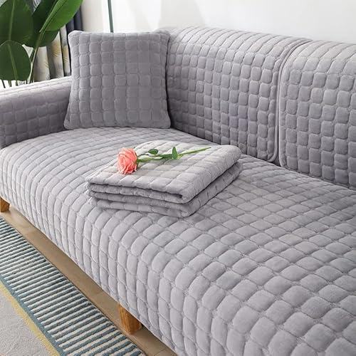 WYJHNL Sofabezug/Sofahusse, Sofabezüge/Schonbezüfe Super Weicher Flanell Dick Warm überwürfe/Sofaschoner Bequemer Plüsch rutschfest Decke Möbelschutz Für Wohnzimmer 70 * 150cm Light Grey
