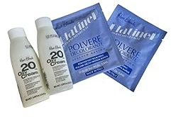 Polvo decolorante azul - 25gr x2 / Crema oxidante 20vl -100ml x2 / Pack Decoloración Profesional.