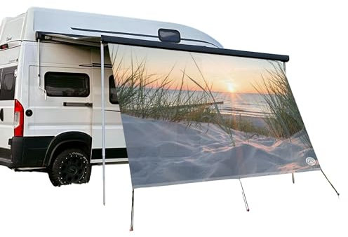 CAMPIDOO Textil Sonnensegel OSTSEE-Strand | Höhe 200cm | hochwertiger Fotodruck inkl. Keder-Befestigung | Markisen-Vorderwand - Länge/Keder: 500cm / 5 mm