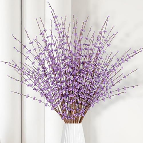 OUKEYI OUKEYI-100882 - 8 flores artificiales de jazmín de 29.5 pulgadas de largo, ramas secas para bodas, hogar, fiestas, oficina, fiesta, decoración de bricolaje (morado claro), 8 unidades