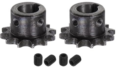 QUARKZMAN 2Pcs Pignon de Chaîne à Rouleaux ISO/DIN 06B-1 Type B, Alésage de 15 mm, Pas de 3/8, en Acier A3, Simple Brin de Pignon à Rouleaux Trempé avec 12 Dents