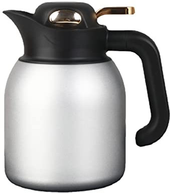 Thermoskanne, mit geteiltem Teebehälter und Temperaturanzeige-Deckel, 304 Edelstahl, für heißen und kalten Tee, Kaffee (rot, 1000 ml) (Farbe: Silber, Größe: 1000 ml)