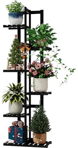 Bamworld Porta Piante da Interno in Bambu Naturale, Scaffale a 6 Livelli per Vasi, Ideale per Giardino, Patio e Balcone – Fioriera da Esterno & Arredo Giardino