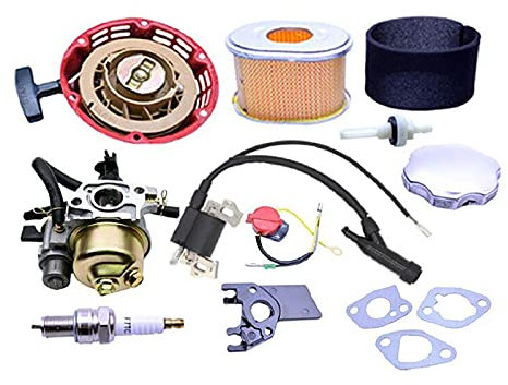 JINFOLI Luftfilter, Vergaser, Rücklaufstarter, Zündspule, Zündkerzenstecker-Set, GX160, GX200, 5,5 PS, 6,5 PS, 28400-ZH8-023YA Seilzugstarterbaugruppe mit Rücklauf