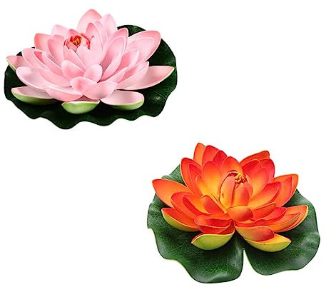 ORFOFE 2 Stück Schwimmender Lotus Für Teich, Falsche Lotus-tanzrequisiten, Nachbildung Einer Teichblume, Lebensechtes Lotusdekor, Künstliche Teichblume Zur Wasserdekoration