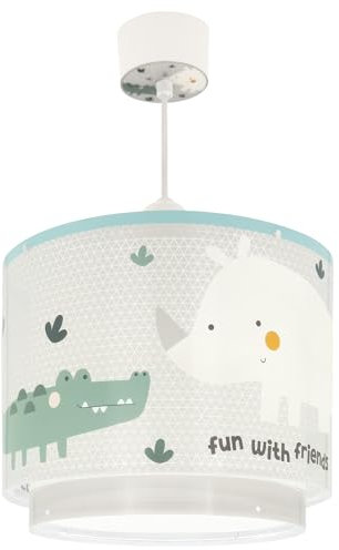 Dalber Lámpara De Techo Colgante Infantil Rhino & Croco Rinoceronte y Cocodrilo