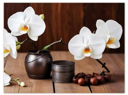 H10406Z_NS1A Stickers muraux Motif orchidées blanches 40 x 30 cm