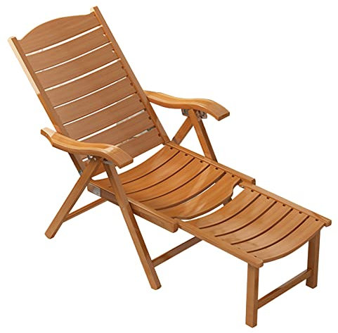 UQACHG Holzstuhl Klappbarer tragbarer Bambus-Liegestuhl Gartenliege im Freien zu Hause Ältere Freizeit Balkon Rückenlehnenstuhl，Wood Color-1001