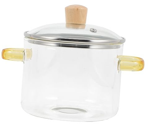 ROMISBABA Glass Stew Pot Lid and Double Ear for Soup and Noodle Cooking Kitchen Cooking Pot for Boiling