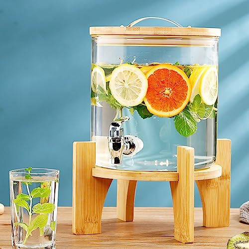Generico Distributore di Bevande da 1,5 l/2,5 l/5 l/7,5 l/10 l in Barattolo di Vetro con Rubinetto, distributore di Acqua per Frigorifero - Coperchio e Supporto - Ideale per Feste e Ufficio