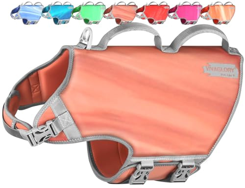 VIVAGLORY Hunde Schwimmweste Neoprene Hundeschwimmweste, XL, Koralle | Verstellbar & Auftrieb for Hunde, Schwimmweste Hundeweste Schwimmen Rettungswesten zum Schwimmen