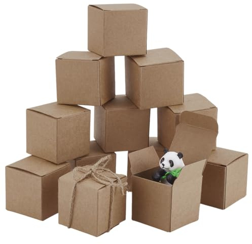 PH PandaHall 30 Stück Geschenkbox aus Papier 4cm Mini Weihnachtsbox Quadratische Boxen Faltbare Party Favor Boxen Kleine Geschenkverpackungs Papierbox für Hochzeit Weihnachten Vorschlag Party, Braune