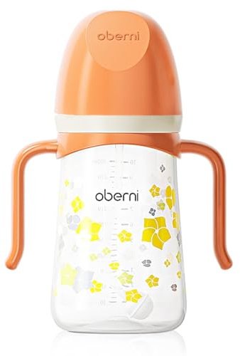 Oberni Non Spill Sippy Cup 300ml, Trinklernbecher auslaufsicherer für Kleinkind ab 6 Monate, BPA frei Trinkflasche, Baby Wasserflasche mit Strohhalm, Orange/1 Stück