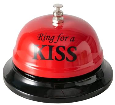 Ring for a Kiss Tischglocke, Rot/Schwarz, 8,5 cm Durchmesser, Lustige Klingel für besondere Anlässe