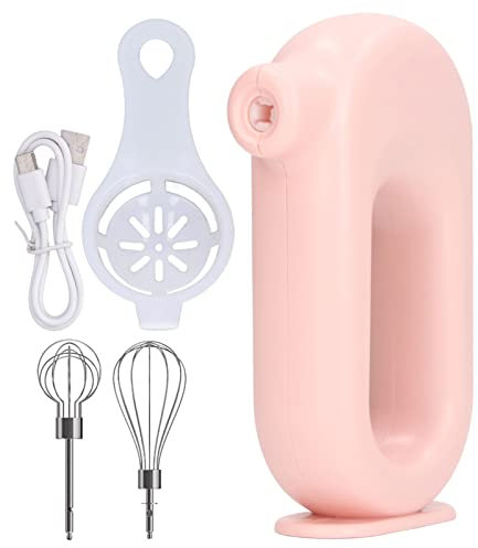 Frusta per uova a 4 velocità, regolabile, montalatte elettrico, frusta per uova, frusta per uova, con ricarica USB, per cucinare e cucinare in casa, colore: rosa