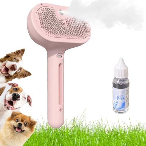 Mist Massage Dog Brush,Quick & Easy Pet Hair Remover Comb,Magic Wand For Pet Hair With Steam,3-In-1 Defur Comb Cat Steam,SprayHair RemovalComb With Water Tank And Release Button (Red)