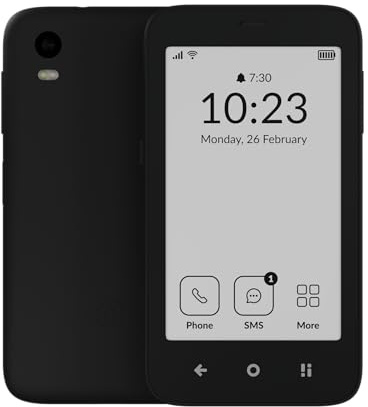 mudita Kompakt – Teléfono E-Ink y Set de Accesorios para Detox Digital – Modo Offline+, Diseño Minimalista, Dual SIM, Sin Aplicaciones – Utilizable en Todo el Mundo, Negro