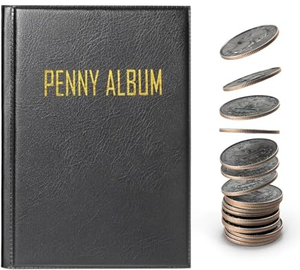 Album Della Collezione Di Monete, Book Penny Pressato, Titolare Della Collezione Di Monete, Organizzatore Di 108 Slot Con Tasche Di Display Chiare, 117G Per La Raccolta Di Valuta Di Timbri Per Bambini