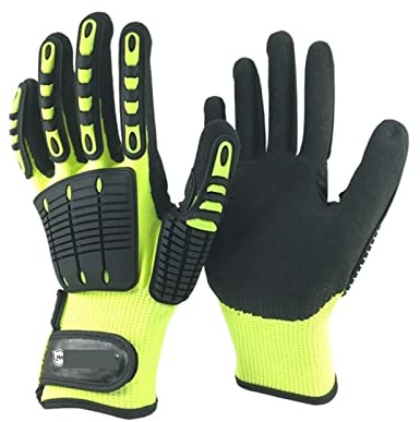CFWWSAQ Gant Anti Coupure, Gants de mécanique de Travail de sécurité de Gant de Vibration Anti-Impact résistant aux coupures A6(Medium)