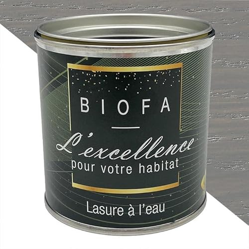 Lasure à l'eau Biofa 0,375L - pour bois intérieur et extérieur - Faible en COV (Gris Clair)