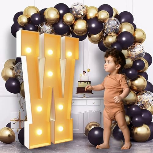 Lettres de chapiteau de 0,7 m de haut - Grandes lettres lumineuses - Décorations de fête prénatale, mariage, fiançailles, demande en mariage - Décorations de fête - Toile de fond en carton W