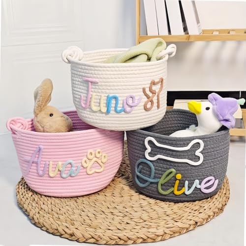 Personalisierter Baby-Namenskorb, Windelkorb Aus Baumwollseil, Aufbewahrungskorb Fürs Kinderzimmer, Geschenk Zur Neugeborenenparty, Badezimmerdeko For Kinderzimmer(L: 21X15X40cm)