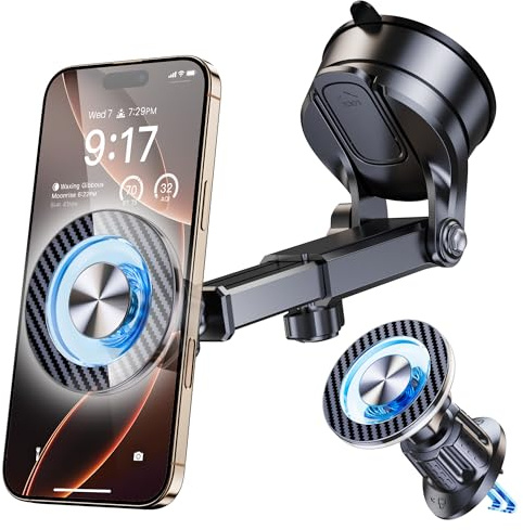 Coneclat Handyhalterung Auto Saugnapf Für MagSafe Autohalterung Magnetische Handy Halterung Auto [2026 Upgraded Stärkster Magnet] Handyhalter für Auto Armatur & Lüftung für iPhone 17 16 15 14 Samsung