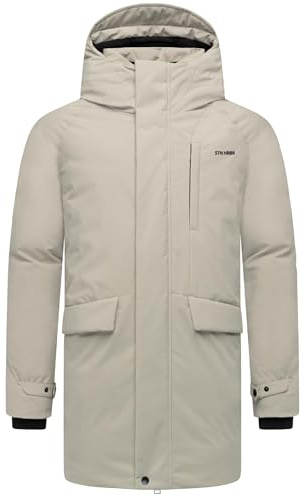 STONE HARBOUR Herr varm lång vinterrock med magnetisk täcklist och bröstficka Emriis XX S-3XL, Silvergrå, L