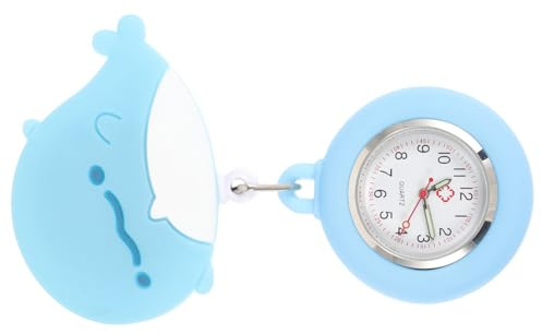 Supvox Clip On Taschenuhr mit Wal Motiv, Einziehbar, Nachtleucht | Krankenschwesternuhr Glas Legierung Kinder für Frauen und Silikon mit Clip Befestigung , Kompakte