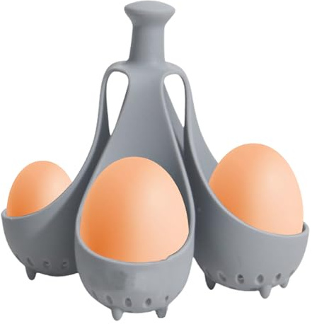 Äggkokarhållare – äggkokare av silikon | äggkokkapslar och pocherare | äggkokare för spis, låda, gör hårda eller ägg (silikon, tål temperaturer, 4/6-pack)
