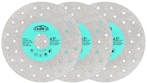 LEKOMESH Steinplatten-Schleifscheibe 115MM, Glasschneidescheibe (3 Stück), Granit-Trennblatt, Diamant-Schleifscheibe für Steinplatten, Stein, Fliesen, Marmor, Granit, Glas, Diamant-Sägeblätter