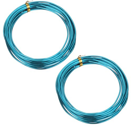QUARKZMAN 2 Rollos Alambre Para Bonsái 2mm Cada Rollo 16.4 Pies (5m) Alambre Aluminio Anodizado Para Jardinería Fijación De Ramas De Árbol Artesanía DIY Azul Claro