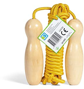 BS Toys Stort hopprep – hopprep – för inomhus och utomhus – från 8 år – rephoppning för barn – barns födelsedag – långt rep – gult – 5 meter lång