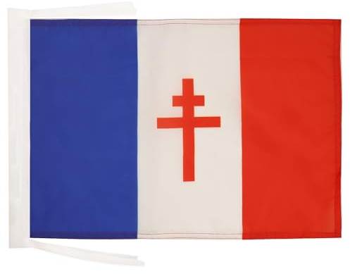 AZ FLAG Flagge Frankreich freier 1940-1944 45x30 cm Kordeln | Für innen und außen Französische alt dekorative Flagge France libre 1940-1944 doppelte Nähte und verstärkte Kanten