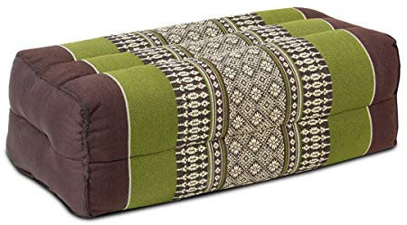 Oriental Galerie Thaikissen Nackenkissen Kopfkissen Kissen Kapokkissen Thai-Motiv ca. 35 x 19 x 13 cm Baumwolle Kapok Braun Grün KB4