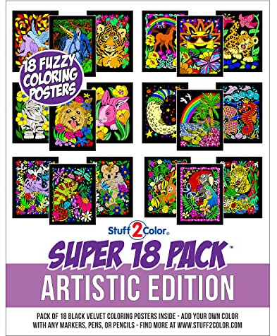 Stuff2Color Super lot de 18 affiches en velours pelucheux 20,3 x 25,4 cm (édition artistique)